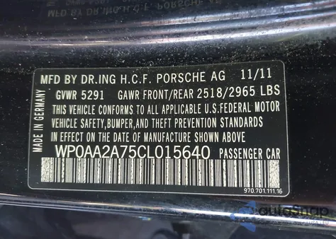 2012 Porsche Panamera 4 from USA, damaged, VIN WP0AA2A75CL015640